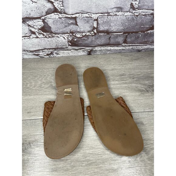 almudena miliani Brown Leather Woven Slide Sandals Women Sz 9M US/40EU - Picture 7 of 16